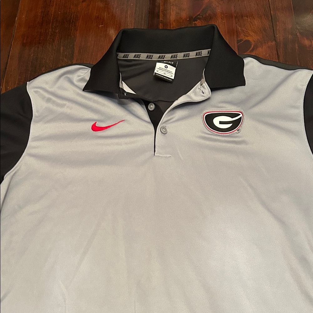 Nike Silver and Black Men's UGA Polo Shirt